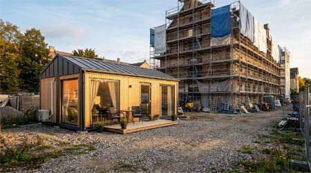 Wohncontainer während der Haussanierung