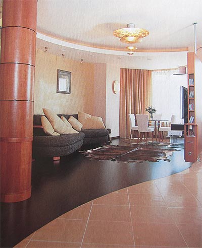 Wohnzimmer mit abgeh&auml;ngter Decke