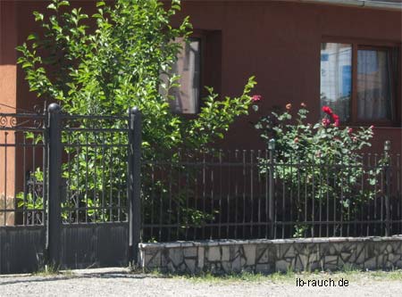 Zaun an der Stre&szlig;e vor dem Haus