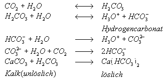 Formel zur Kohlenssäure - Kalk löslich - unlöslich